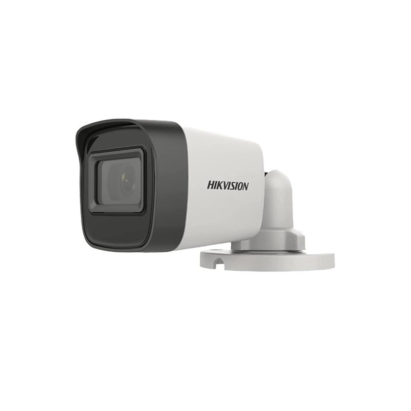 Clocite HIKVISION 5 MP Outdoor Bullet CCTV Ethernet Camera with inbuilt Audio Mic IP67 DS-2CE16H0T-ITPFS BNC/DC, 1080p White - Image 1