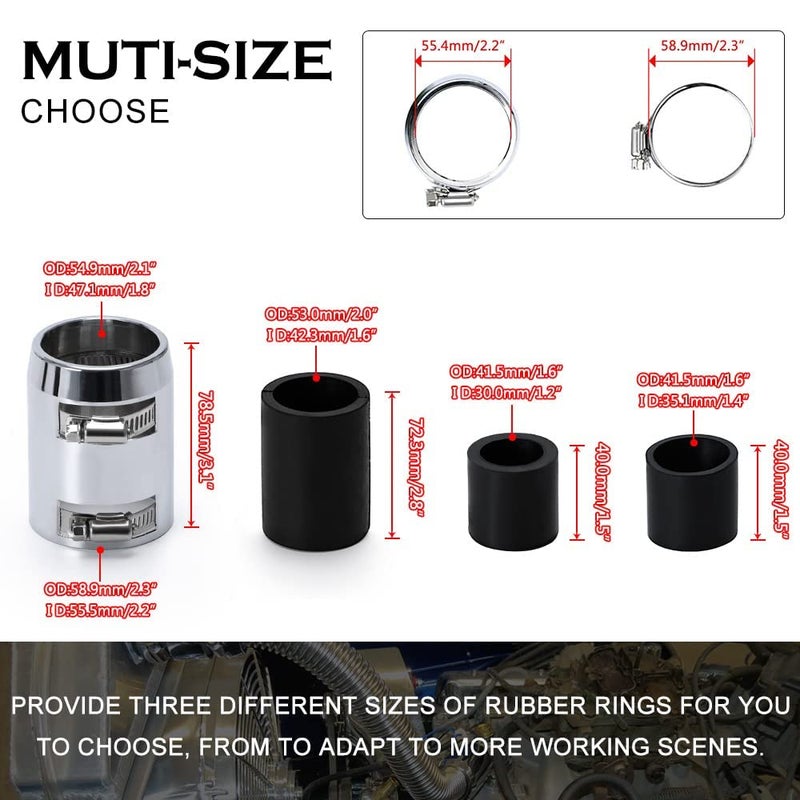 Hypertune Universal 48inch Flexible Radiator Coolant Hose Stainless Steel Kit with 4Pcs Cap Clamp Silver - Image 4