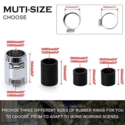 Hypertune Universal 48inch Flexible Radiator Coolant Hose Stainless Steel Kit with 4Pcs Cap Clamp Silver - Image 3