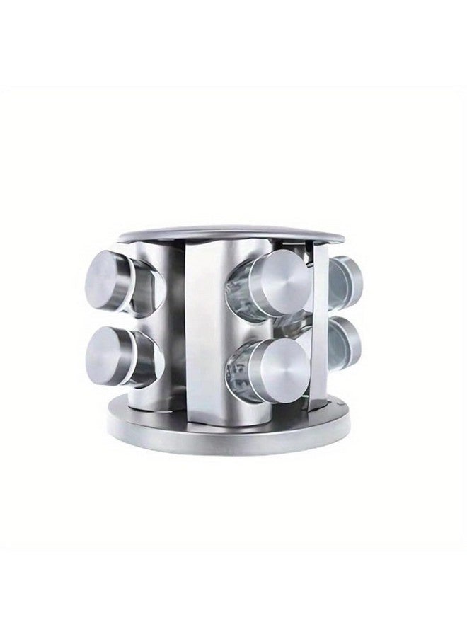 FEELING MALL Revolving Spice Tower | Countertop Round Spice Tabletop Rack | Set Of 8 Spice Jars | Seasoning Storage Organization | Stainless Steel (8 Jar) - Image 1