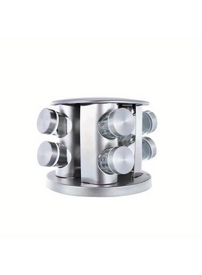 FEELING MALL Revolving Spice Tower | Countertop Round Spice Tabletop Rack | Set Of 8 Spice Jars | Seasoning Storage Organization | Stainless Steel (8 Jar) - Image 4