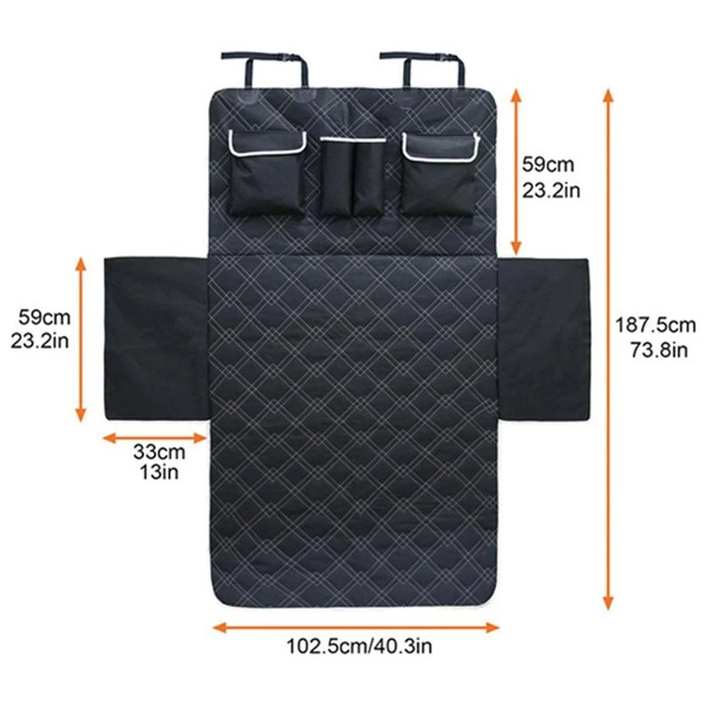Waterproof Car Pet Mat, Car Trunk Liner Mat, White-Line Quilted Cotton Car Dirt-Resistant Dog Mat, 187.5*102.5cm - Image 3