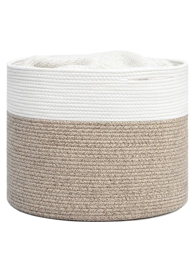 Goodpick Woven Rope Basket 15.8 x 13.8 inches, Toy Storage Basket for Organizing, Blanket Basket Living Room, Cloth Basket Storage Bin for Playroom, Shoe Basket Organizer - Image 1