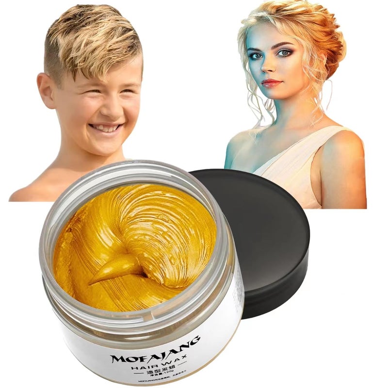 Gold Hair Color Wax Dye Temporary Gold Hair Spray Color for Halloween Cosplay Party Masquerade 423oz Instant Hairstyle Mud Cream