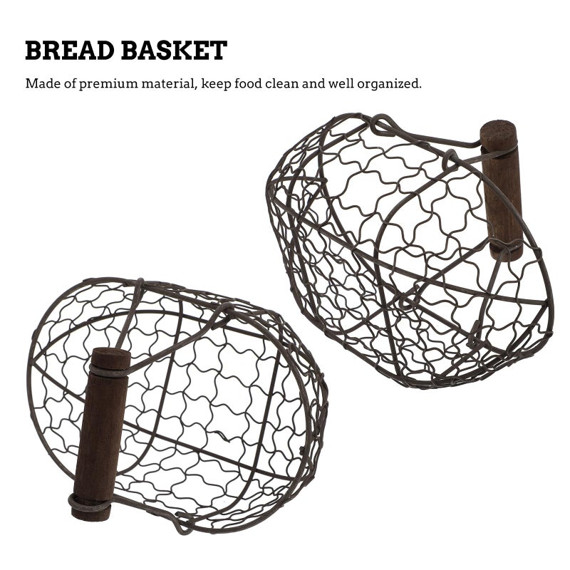 Sturdy Iron Wire Handheld Basket For Fruit Bread Kitchen Countertop Dining Table Random Color - Image 4