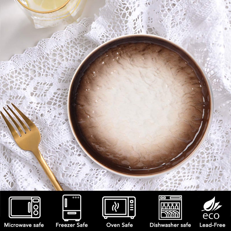 Eglaf 6'' Ceramic Small Appetizer Plates - Porcelain Gradient Water Wave Embossed Texture - Dessert Plates for Tea Party, Cake, Ice cream, Waffles, Apple Pie, Snacks (Set of 6-3 Colors Mix) - Image 4