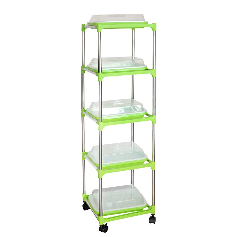 MUDUOBAN MUDUOBAN 5 Layers Seed Sprouter Tray with Stainless Steel Shelf Green IndoorOutdoor 5 Pack 