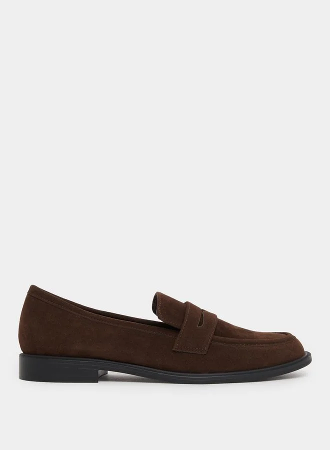 Brown Slip-On Suede Loafers