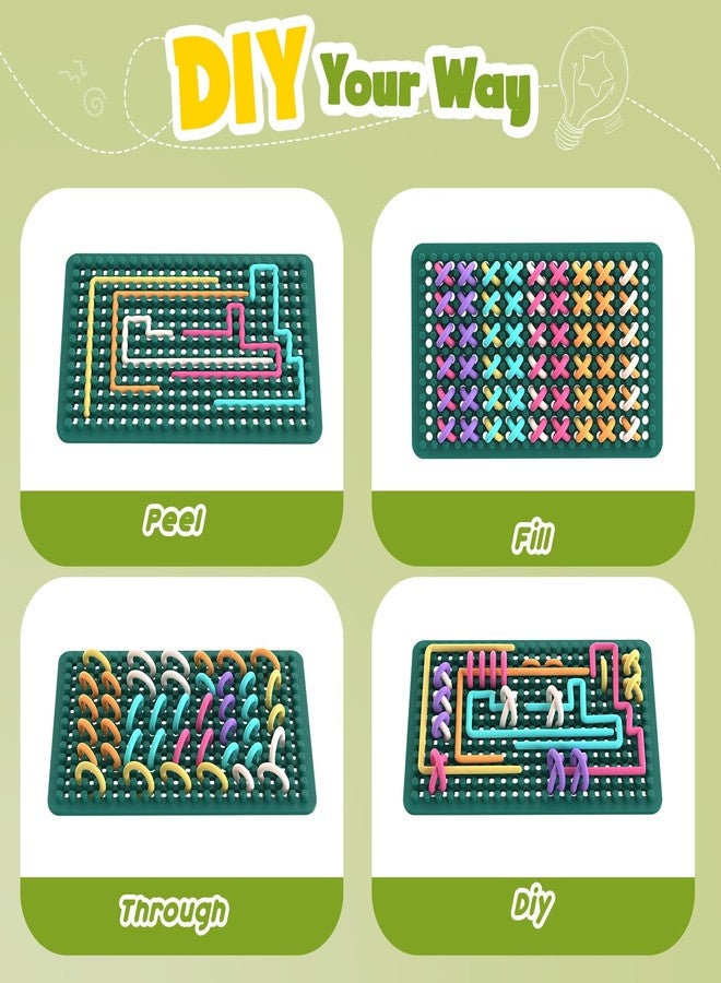 ألعاب سيليكون لتخفيف التوتر للأطفال، لوحة منسوجة للأنشطة الحسية لتخفيف التوتر والتهدئة والتركيز، مناسبة للأطفال المصابين باضطراب فرط الحركة ونقص الانتباه والتوحد، ألعاب سفر حسية للأطفال من عمر 3 سنوات فما فوق والبالغين مع 20 خيطًا - Image 3