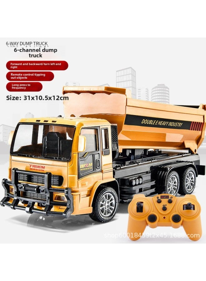 Large Alloy Children's Remote Control Car Excavator Toy Car Boy Electric Excavator Engineering Car Excavator Cross-border-Color:Remote Control Dump Truck-full Plastic Version [color Box]]-Proportion:Official Standard [a Battery]]  - Image 1