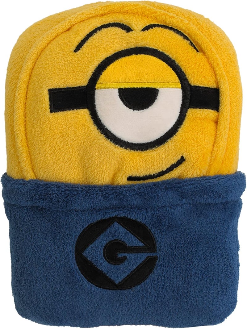 NoJo Illimuniation Lazy Minions Club Yellow Blue and White Minion Character Shaped Toddler Blanket - Image 1
