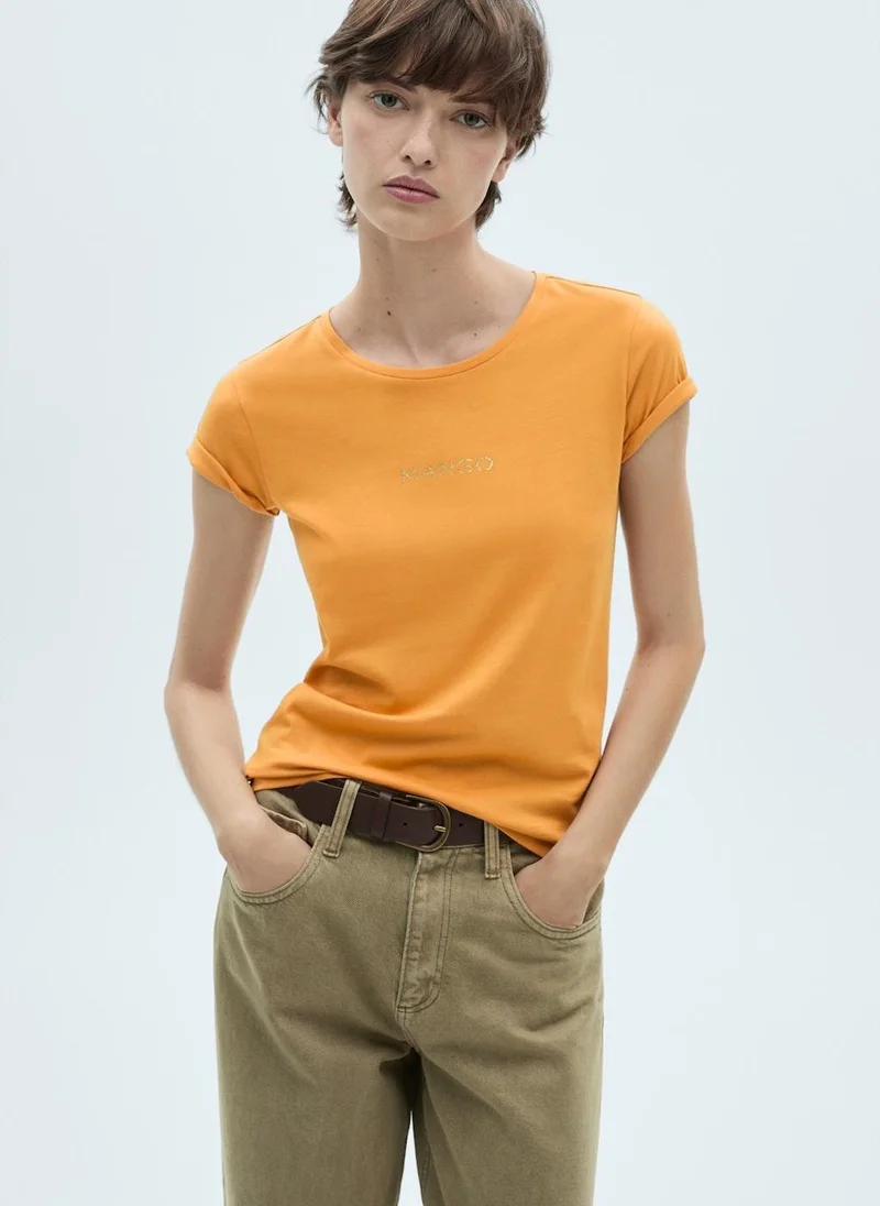 MANGO Logo Print Cotton T-Shirt