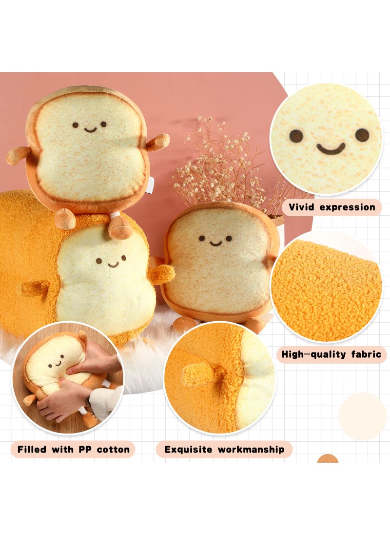 Yookeer Yookeer 3 Pcs Valentine's Day Decor Gifts Funny Toast Bread Pillows Kawaii Bread Stuffed Pillow Cute Toast Sliced Cushion Smile Bread Plush for Birthday Gifts(Classic Style  7 Inch Diameter)  - Image 3