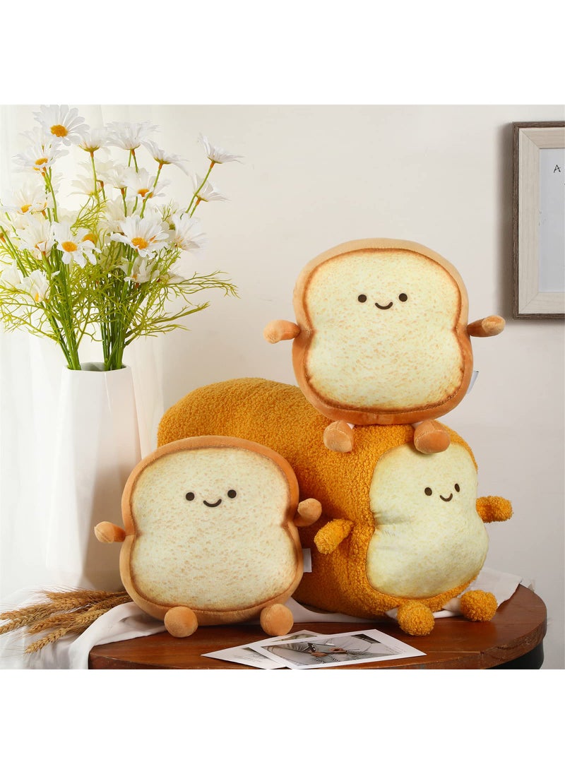 Yookeer Yookeer 3 Pcs Valentine's Day Decor Gifts Funny Toast Bread Pillows Kawaii Bread Stuffed Pillow Cute Toast Sliced Cushion Smile Bread Plush for Birthday Gifts(Classic Style  7 Inch Diameter)  - Image 1