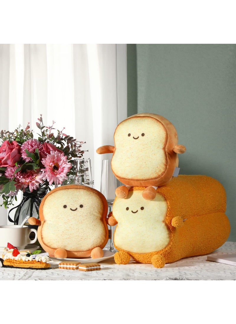 Yookeer Yookeer 3 Pcs Valentine's Day Decor Gifts Funny Toast Bread Pillows Kawaii Bread Stuffed Pillow Cute Toast Sliced Cushion Smile Bread Plush for Birthday Gifts(Classic Style  7 Inch Diameter)  - Image 4