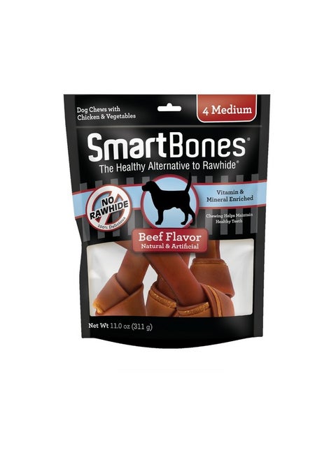 Medium Chews With Real Beef 4 Count, RawhideFree Chews For Dogs