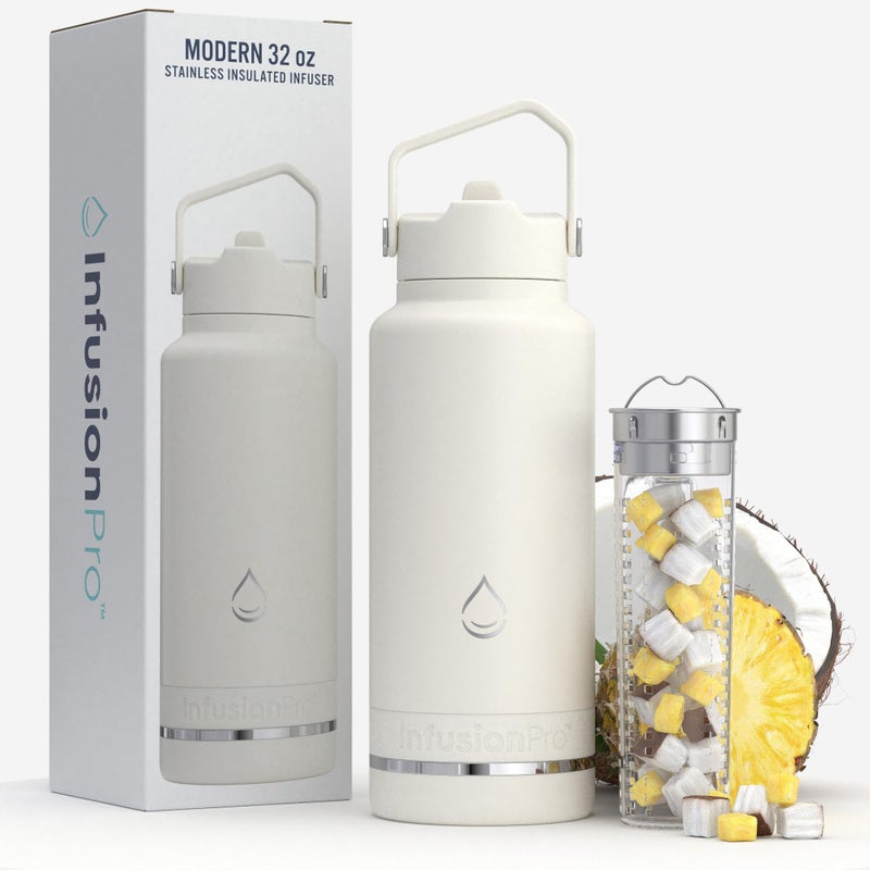 Infusion Pro Infusion Pro Fruit Infuser Water Bottle with Straw Lid 32 oz Stainless Steel Vacuum Insulated  50 Recipe Fruit Infusion eBook  Large Infuser for More Flavor  Easy Cleaning  Great Gift