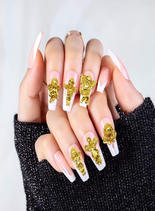 JERCLITY 90 Pieces Gold Baroque Angel Nail Charms 3D Embossed Angel Baby Nail Art Charms Cute Cupid Nail Accessories Charms for Acrylic Nails Retro Baroque Decor Nail Supplies for Women Girls - Image 4