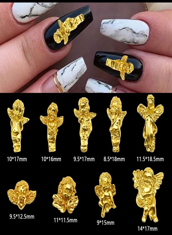 JERCLITY 90 Pieces Gold Baroque Angel Nail Charms 3D Embossed Angel Baby Nail Art Charms Cute Cupid Nail Accessories Charms for Acrylic Nails Retro Baroque Decor Nail Supplies for Women Girls - Image 2