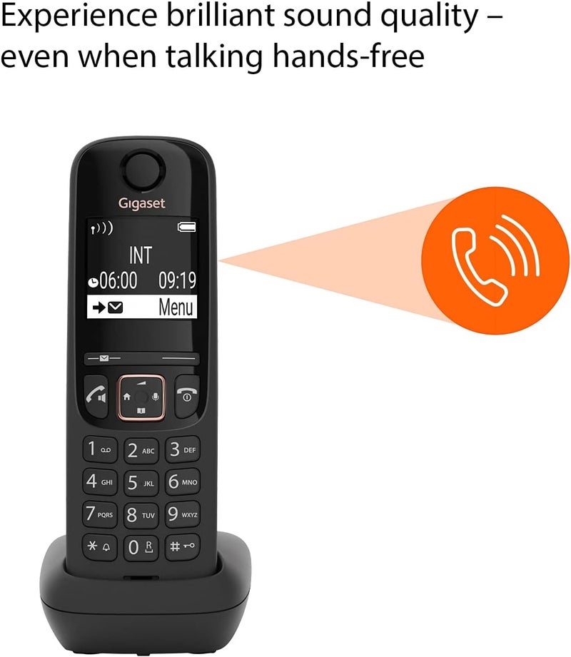 جيجاست جيجاسيت A694HX - هاتف لاسلكي من نوع DECT - سماعة إضافية - شاشة عالية التباين - جودة صوت رائعة، أسود [إصدار المملكة المتحدة] [بدون قاعدة] - Image 1