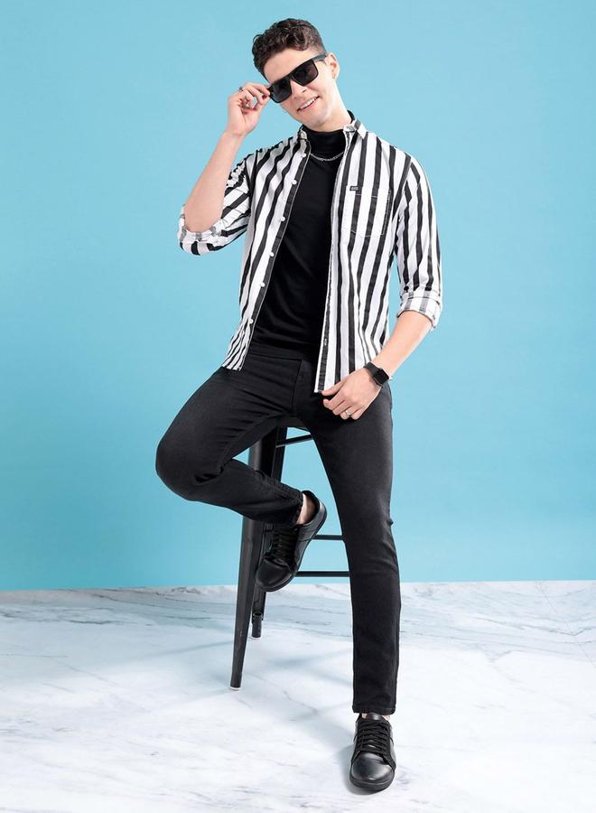 شركة المرآب الهندية قميص كاجوال رجالي مخطط بقصة ضيقة من ذا إنديان جراج كو - Image 4