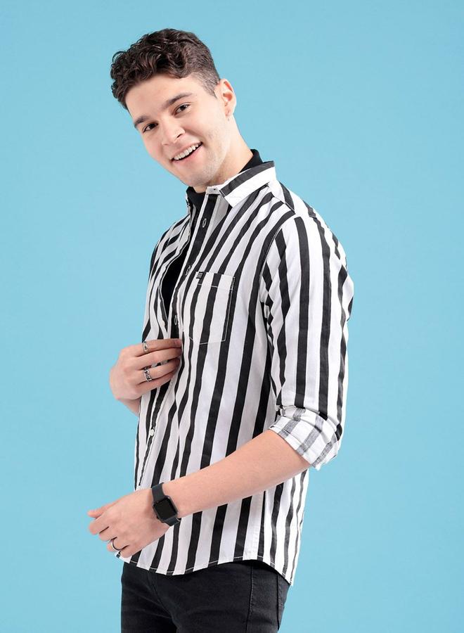 شركة المرآب الهندية قميص كاجوال رجالي مخطط بقصة ضيقة من ذا إنديان جراج كو - Image 3