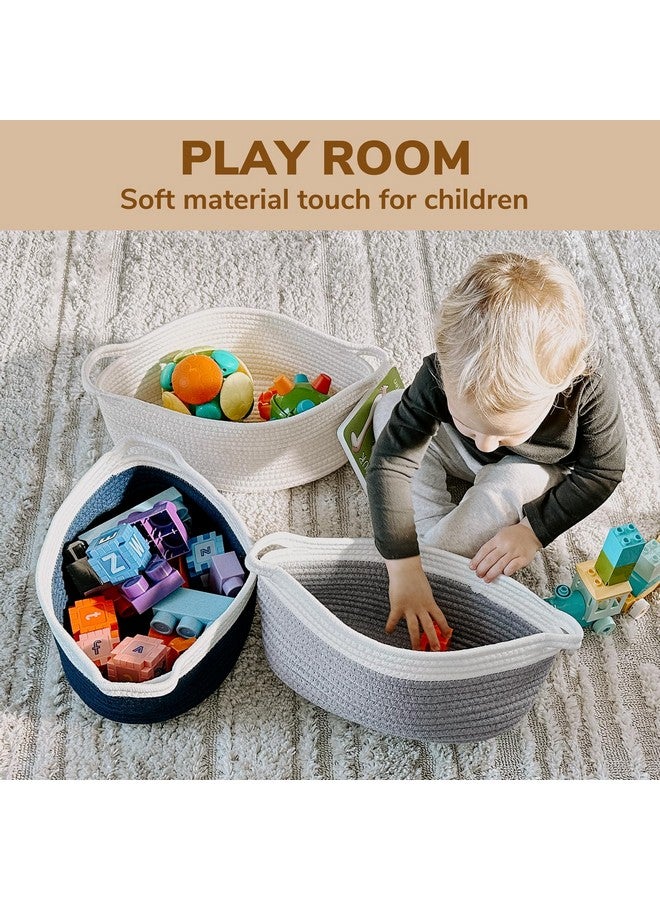 Goodpick Small Woven Basket, Storage Basket With Handles, Empty Baskets For Gifts, Woven Basket For Toys, Baby Laundry, Diapers, Towels, Snacks, Dog Toy Basket, Easter Basket, 12"X 8" X 5", Gray - Image 3