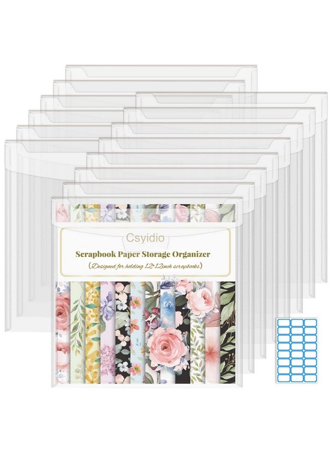 Csyidio 14 Pieces 12X12 Inch Scrapbook Paper Storage Organizer With Large Label Stickers Clear Paper Storage Organizer With Sealing Design Holds Scrapbook Paper Vinyl Paper - Image 1