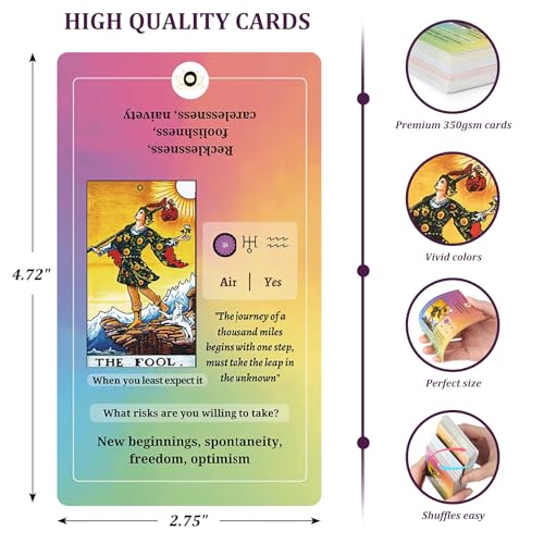 Fofeadm Tarot Cards for Beginners with Guide Book, Classic Tarot Cards with Meanings on Them, Tarot Decks for Tarot Learners - Image 3