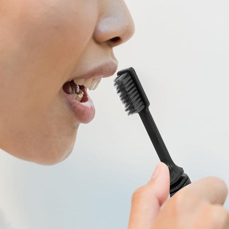 Luxshiny 10 حزمة فرشاة أسنان سفر مع حافظة محمولة شعيرات ناعمة للتخييم المنزل المدرسة أسود - Image 5