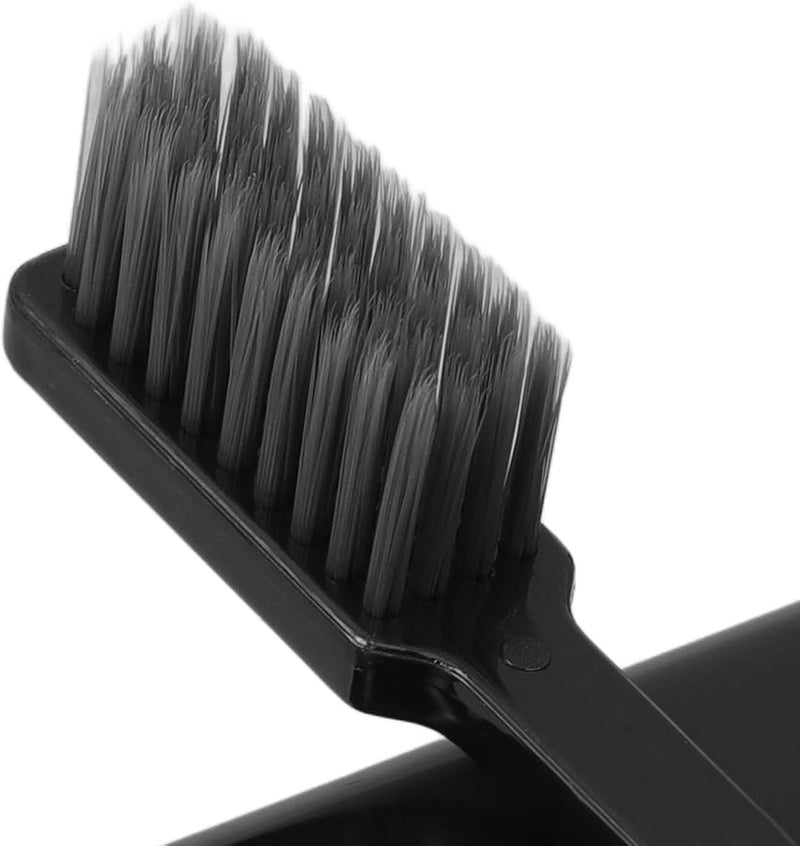 Luxshiny 10 حزمة فرشاة أسنان سفر مع حافظة محمولة شعيرات ناعمة للتخييم المنزل المدرسة أسود - Image 4