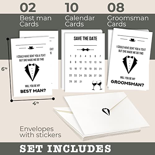 STOFINITY 10 Groomsmen Proposal Cards Set - 8 Will You Be My Groomsman Proposal Gifts for Wedding, 2 Best Man Proposal Gifts, Funny Asking Groomsman Card, Suit Up Groomsmen Gift Box Invitation Ideas - Image 2