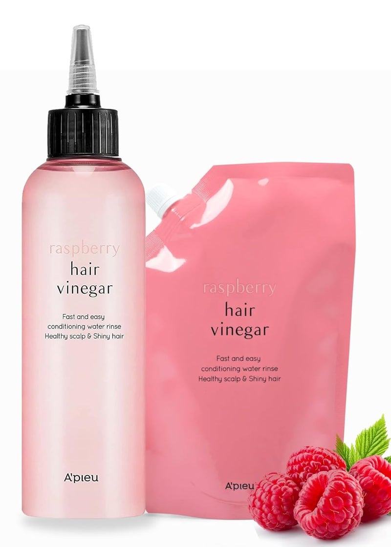 A'Pieu APIEU Raspberry Hair Vinegar Rinse  Refill Bundle 676  136 fl oz  Scalp Treatment for pH Balance Hair Growth  Clarifying Dandruff  Oil Control  Silky Shiny Hair