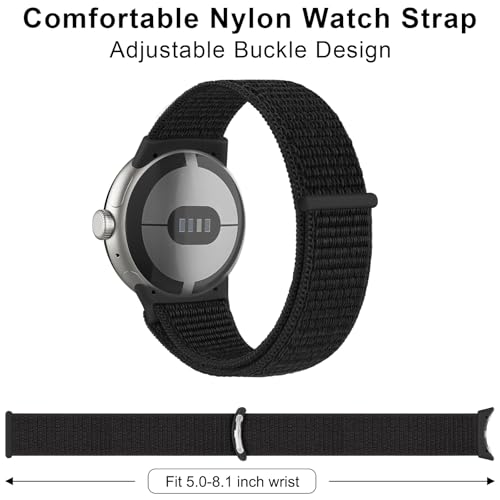Meliya Nylon Strap for Google Pixel Watch 3 41mm / Pixel Watch 2 / Pixel Watch Straps (2024/2023/2022), Sport Replacement Band for for Pixel Watch 2/ Pixel Watch(Black) - Image 5