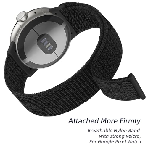 Meliya Nylon Strap for Google Pixel Watch 3 41mm / Pixel Watch 2 / Pixel Watch Straps (2024/2023/2022), Sport Replacement Band for for Pixel Watch 2/ Pixel Watch(Black) - Image 4