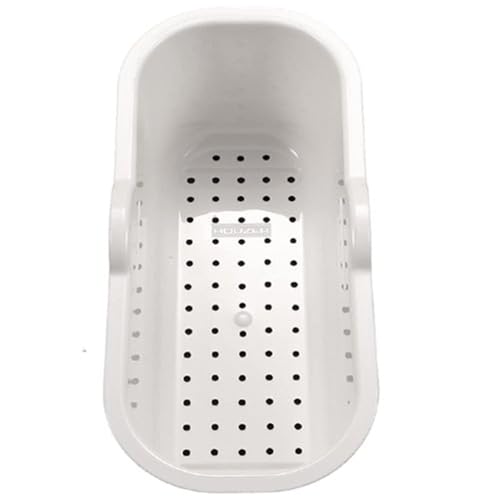 Houzer CL-1120 - Plastic White Colander, Durable Kitchen Strainer for Washing Fruit & Food, Handy Utensil for Metal Sink, Cutting Boards, & Kitchen Prep - Image 1