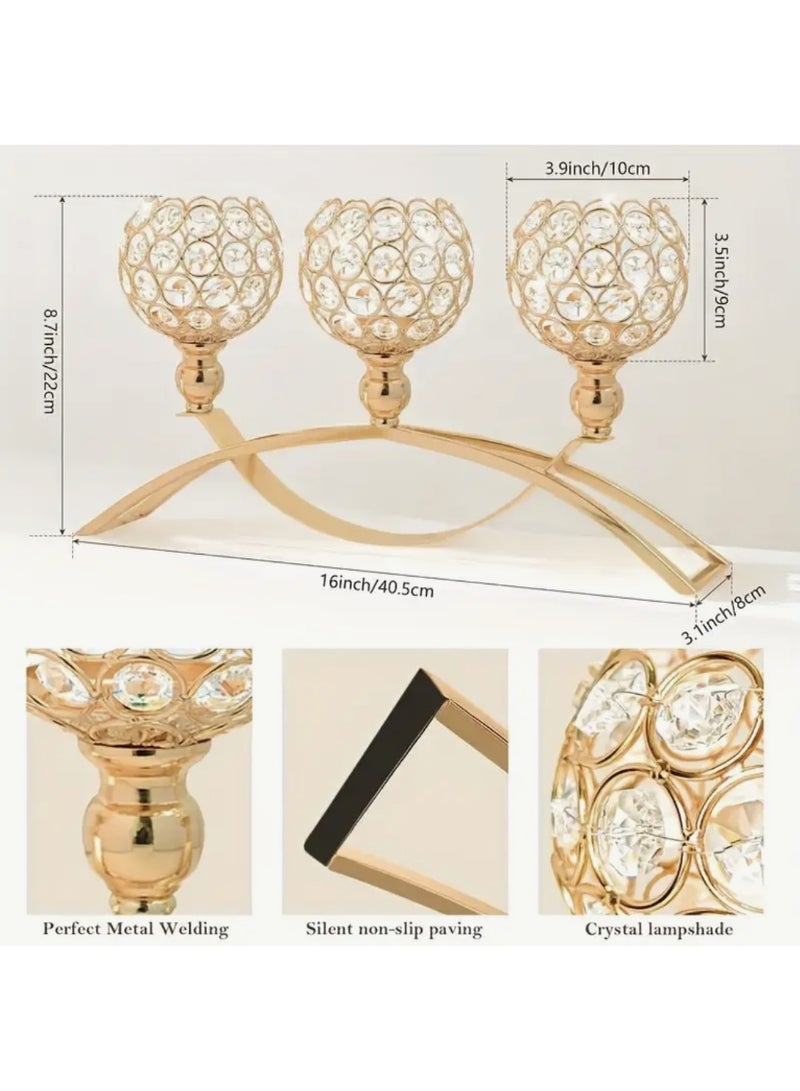 أومون حامل شموع من الكريستال الذهبي، زينة طاولة المطعم، مناسبة لبوفيه الطاولة، والخزانة، والمنزل، وحفل الزفاف، والحفلات - Image 2