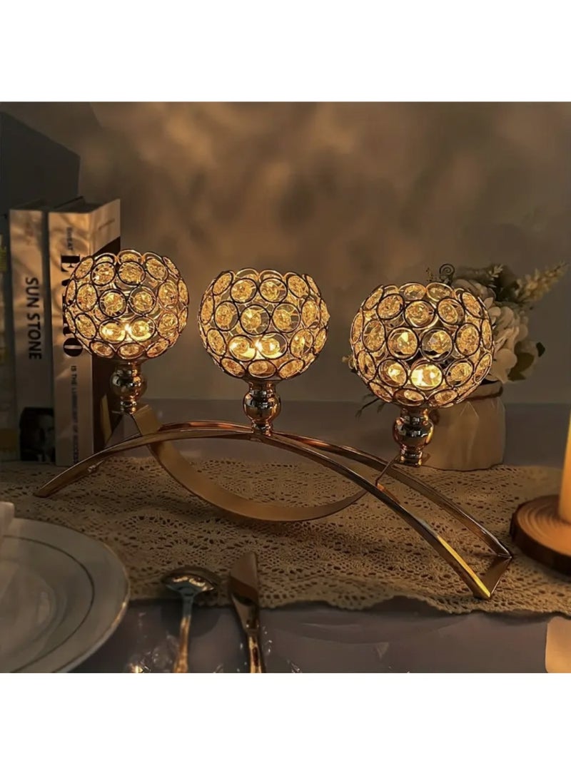 أومون حامل شموع من الكريستال الذهبي، زينة طاولة المطعم، مناسبة لبوفيه الطاولة، والخزانة، والمنزل، وحفل الزفاف، والحفلات - Image 3