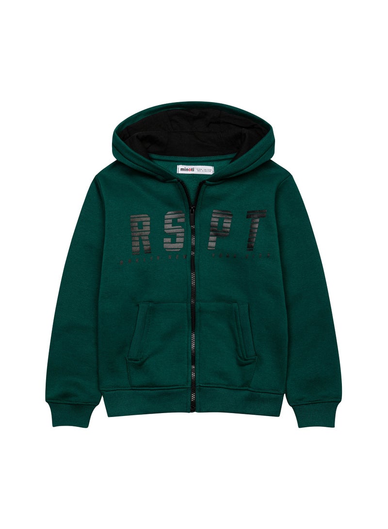 MINOTI Kids Boys' Zip Up Hoodie with RSPT Graphic and Kangaroo Pocket  - Image 1