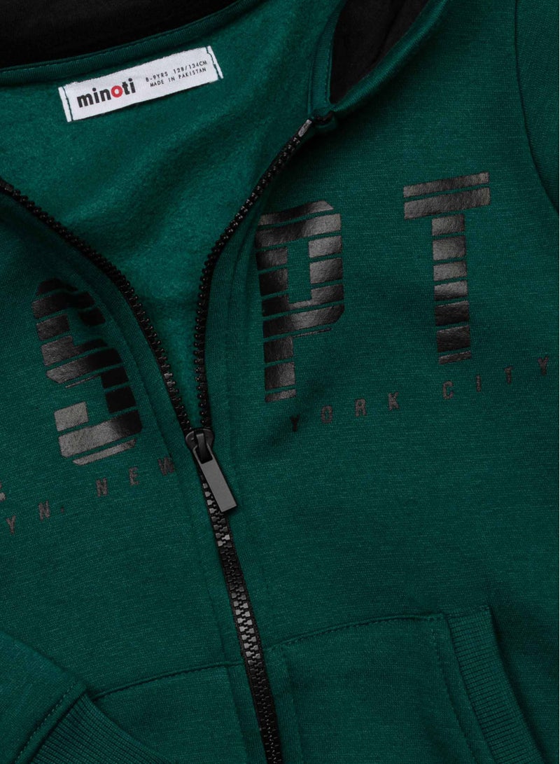MINOTI Kids Boys' Zip Up Hoodie with RSPT Graphic and Kangaroo Pocket  - Image 3