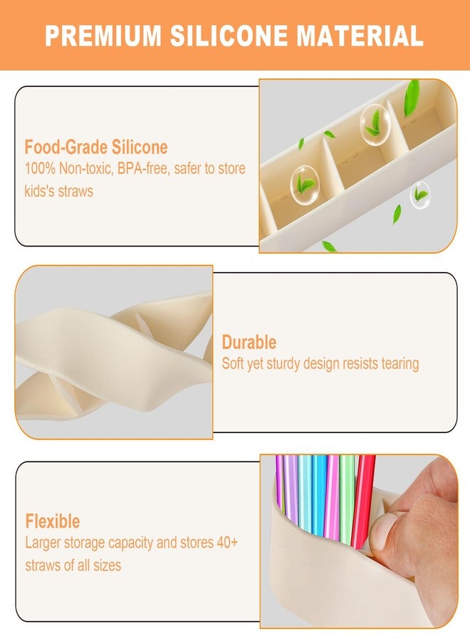 Aurdeayi 9.6'' Large Straw Holder for Cabinet Door, Soft Silicone Straw Organizer Storage Container, Space-Saving Reusable Straws Dispenser, Kitchen Organizer Accessories for Cabinet Cupboard Counter RVs - Image 4
