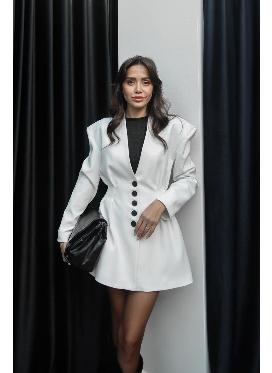 Havoş White Fresno Dart Detailed Jacket Skirt Set  - Image 1