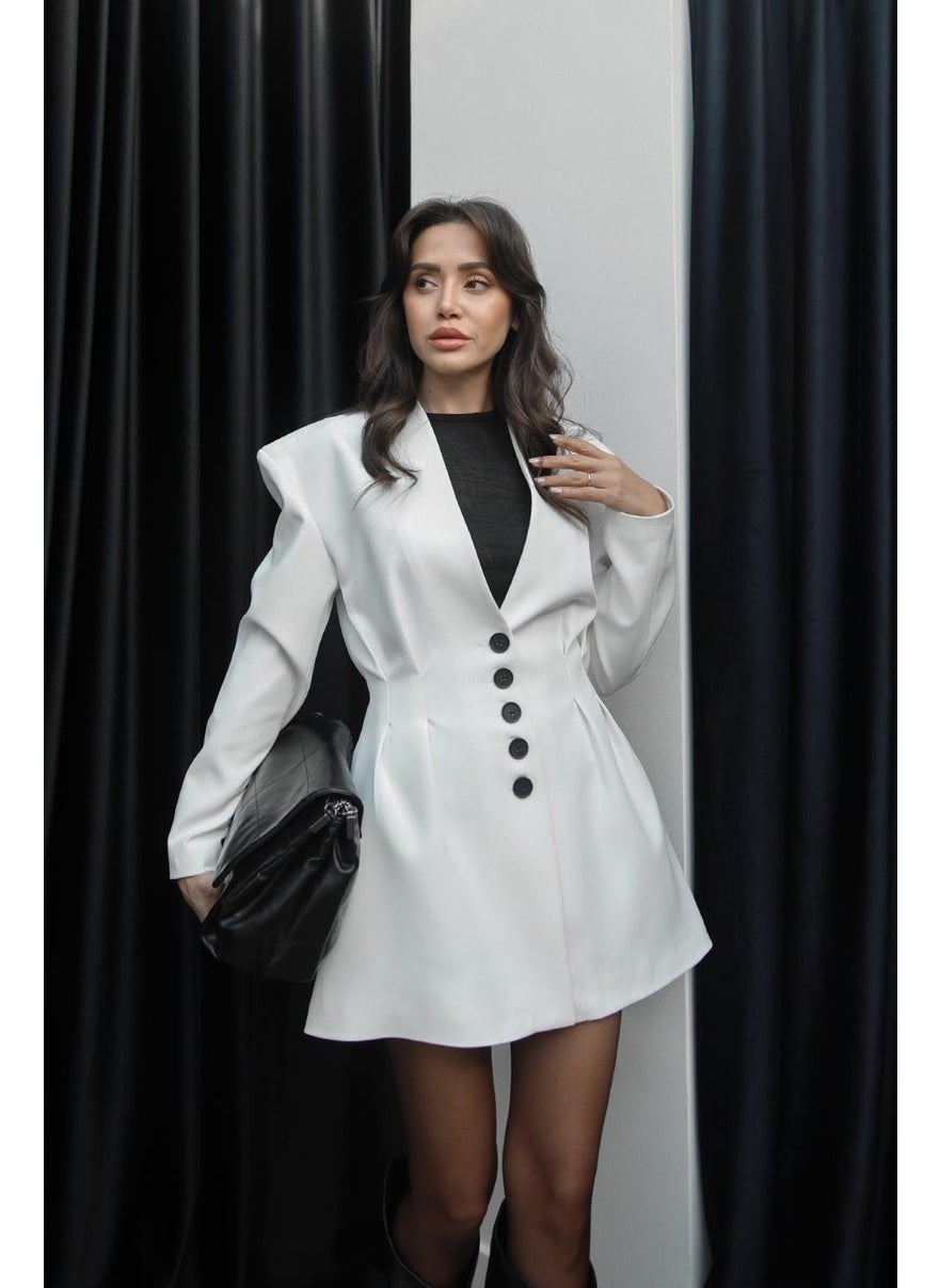 Havoş White Fresno Dart Detailed Jacket Skirt Set  - Image 5