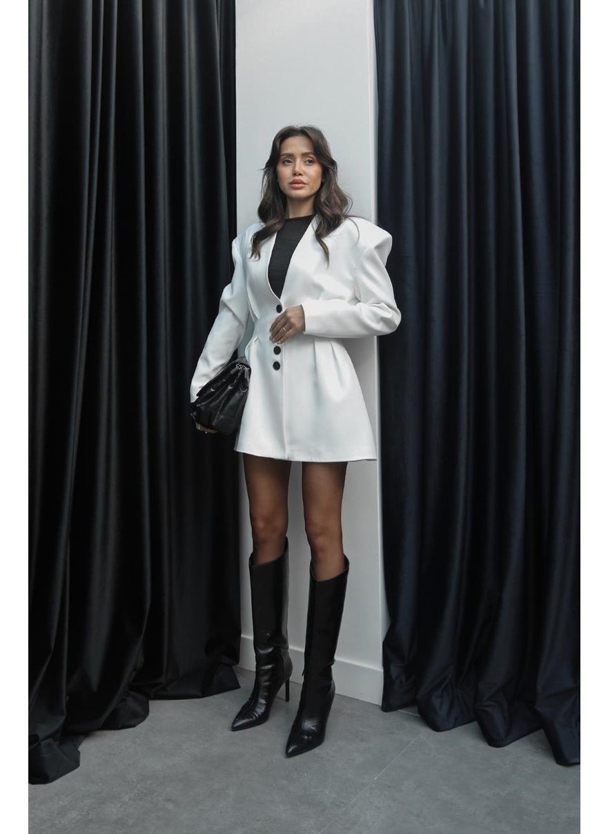Havoş White Fresno Dart Detailed Jacket Skirt Set  - Image 2
