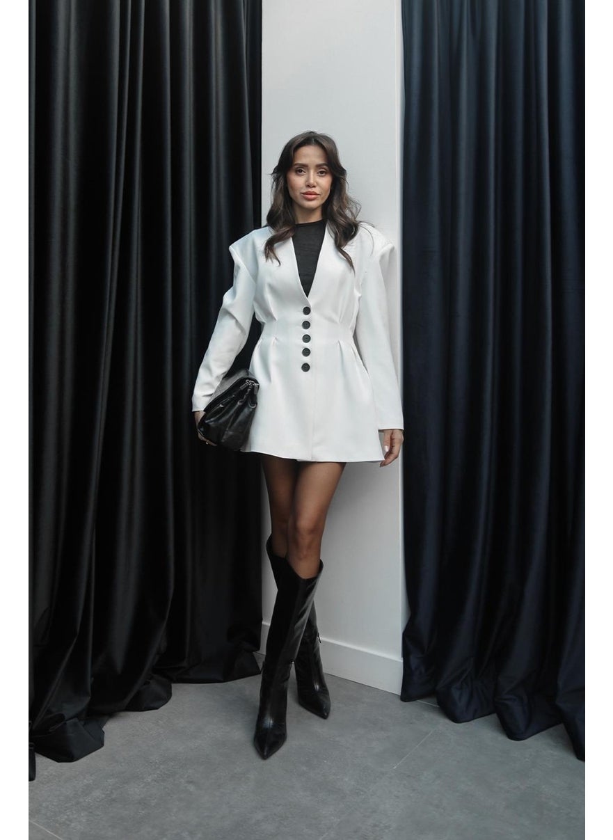 Havoş White Fresno Dart Detailed Jacket Skirt Set  - Image 4