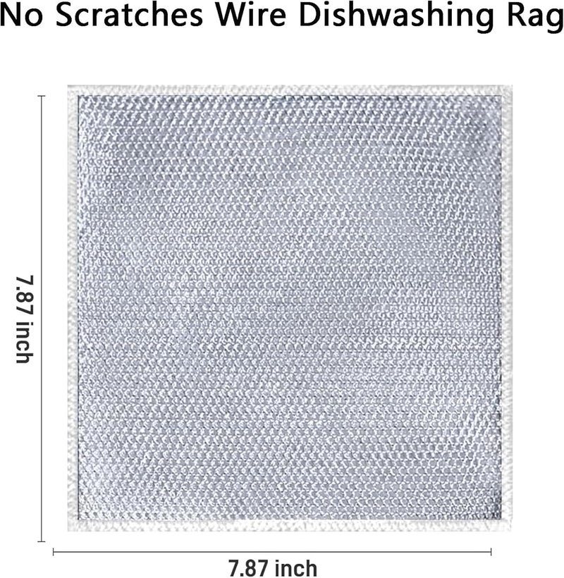 CLAPONE 6 Pcs Non-Scratch Dish Wash Cloth Steel Wire Dish Cloth, Wire Dishwashing Rags for Wet and Dry Stainless Steel Scrubber Non-Scratch Wire Dishcloth for Washing Dishes Sinks Counters - Image 2