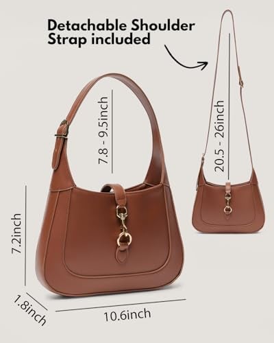 Apryl Shoulder Bag for Women - Small Shoulder Purses - Brown Purse - Cute Trendy Hobo Handbags - Adjustable Strap Vegan Leather - Image 4