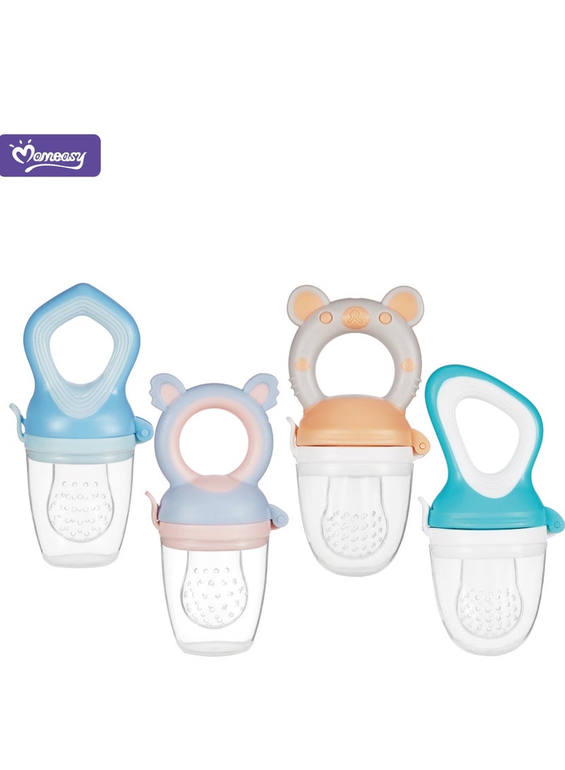 Momeasy Fresh Food Feeder (Large) for Babies 6M+, Safe Baby Fruit & Food Feeder for Self Feeding, BPA-Free Teething Feeder, Easy Grip Handle, Explore New Tastes Assorted - Image 2