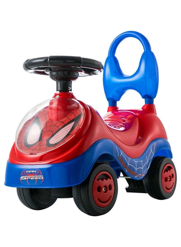 Spider-Man Ride-On Car for Kids – Push Swing Car with Music, Lights & Steering | Baby Ride-On Bike for Boys & Girls | No Battery or Charging Needed | Indoor & Outdoor Toy - Image 1