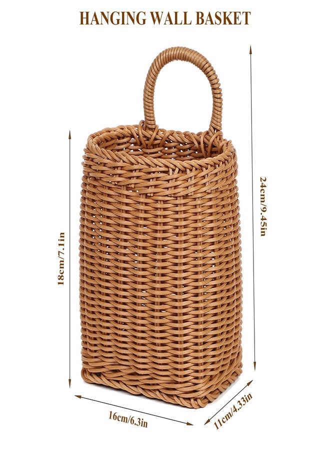 JWTIFOA Hanging Wall Basket Plastic Woven Front Door Basket, Decorative Door Baskets for Flowers Plants, Hanging Wicker Basket for Kitchenware Farmhouse - Image 2